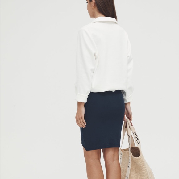 Legoe Heritage navy bodycon maternity skirt AUS size 2 - Picture 3 of 11